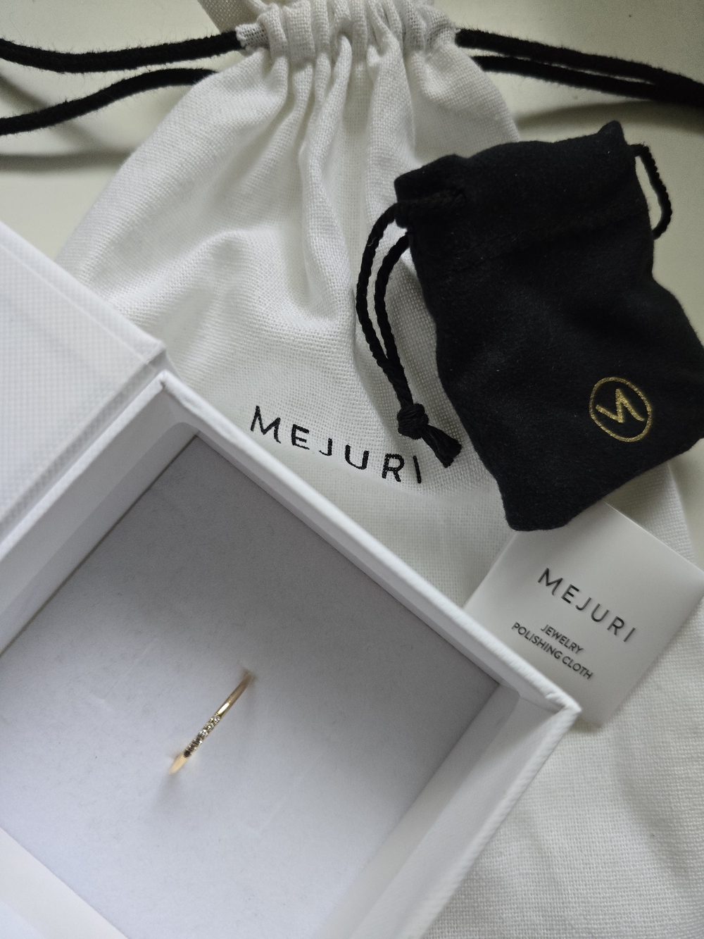 Mejuri 14k Diamond Line Ring Thin Band Natural Diamond Sz 8